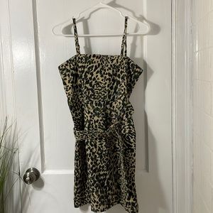 Green Leopard Print Dress with Matching Belt